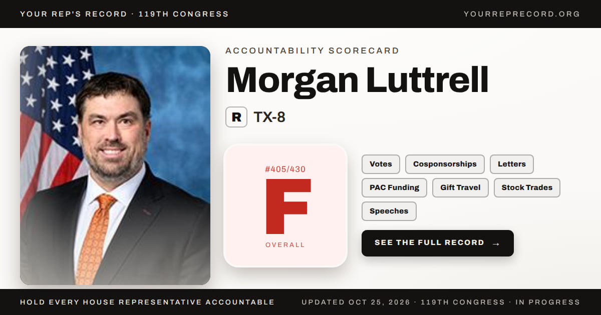 Rep. Morgan Luttrell Morgan Luttrell (R-TX-8) Voting Record — Your Rep's Record