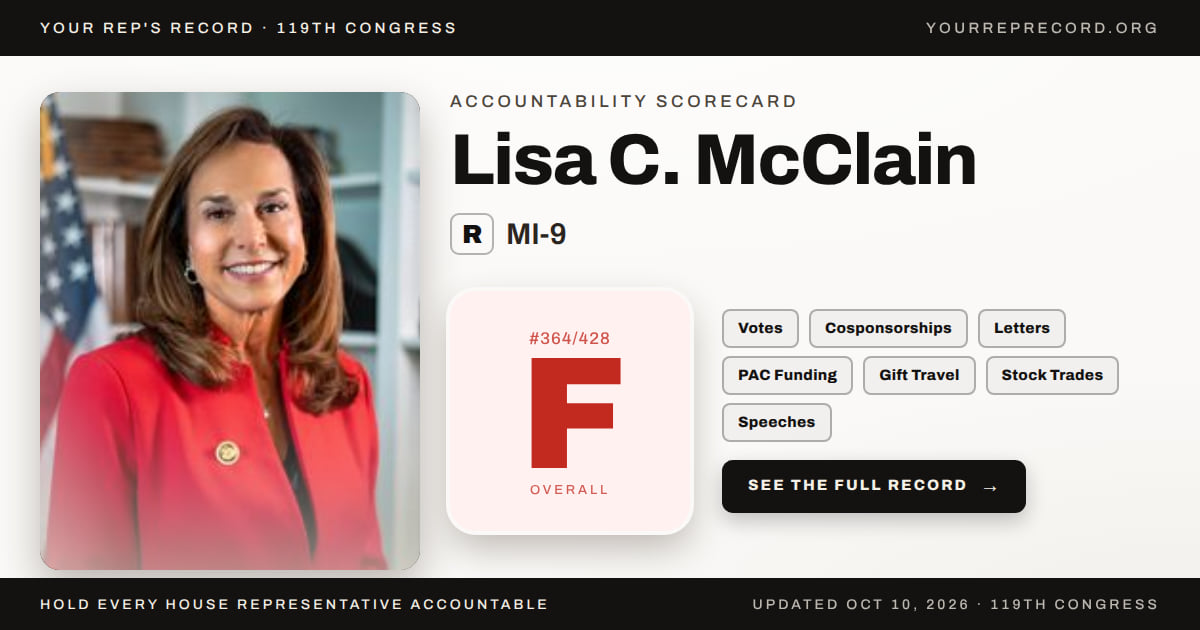 Lisa C Radebaugh Lisa C. McClain (R-MI-9) Voting Record — Your Rep's Record