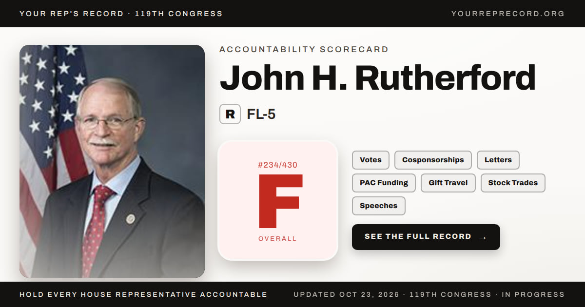 John Rutherford John H. Rutherford (R-FL-5) Voting Record — Your Rep's Record